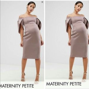 Pettle Sleeve Barfot Midi Botycon dress.